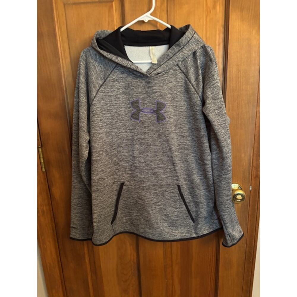 Women’s Under Armour Hooded Loose Fit Pullover Black/Gray/White Size XL